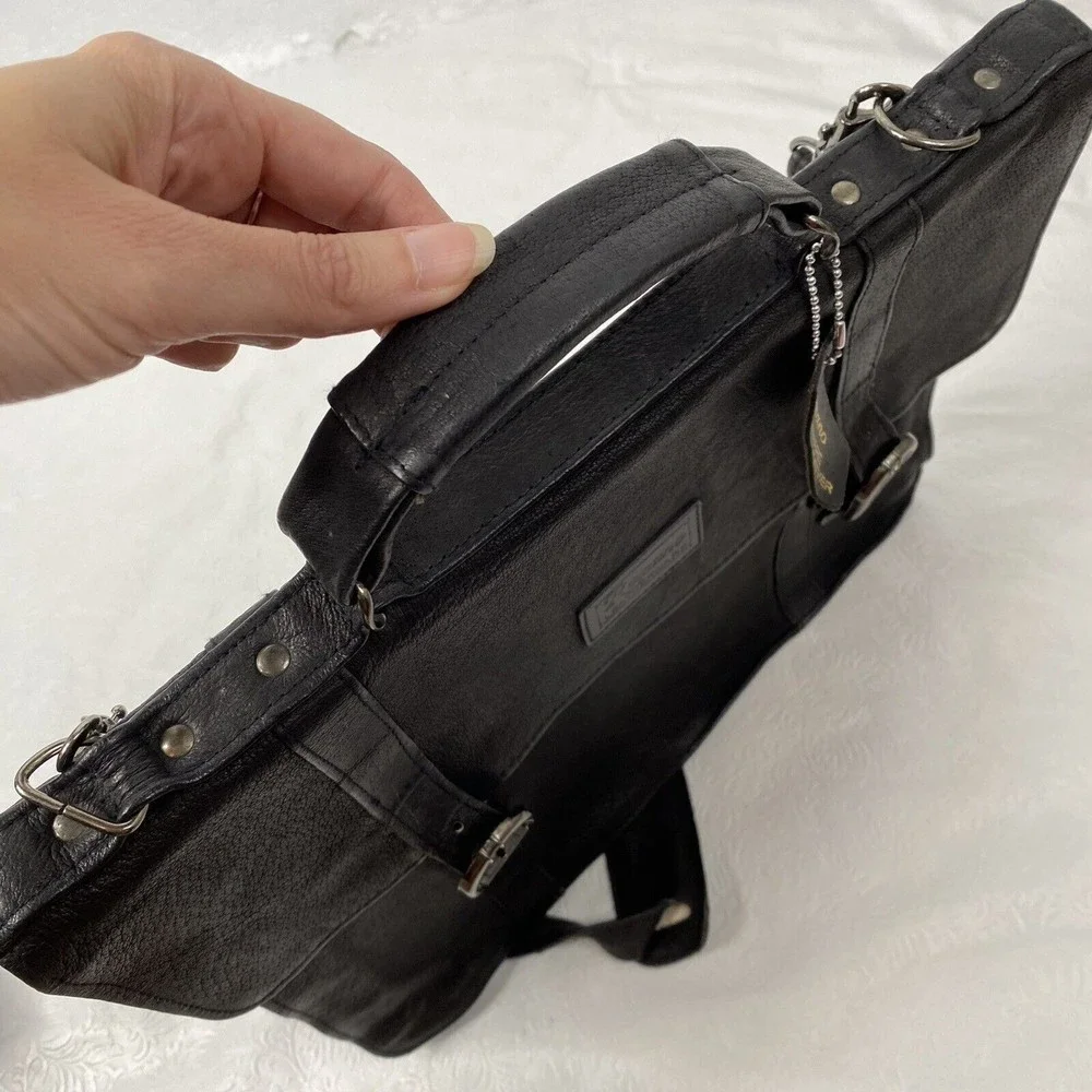 Roma Black Leather Briefcase - Men Bags Briefcases